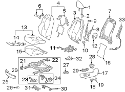 Diagram SEATS & TRACKS. DRIVER SEAT COMPONENTS. for your TOYOTA