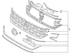 Front bumper & grille. Grille & components. (1/1)