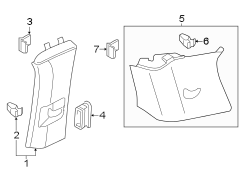 Trim. Pillar. Retainer. Clip. Quarter. (Rear, Upper). Body C-Pillar Trim Panel.