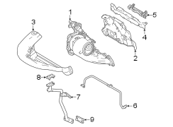 Shield. Heat. Exhaust Manifold. Turbocharger Mount. A Heat reflective.