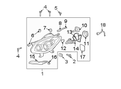 FRONT LAMPS. HEADLAMP COMPONENTS.