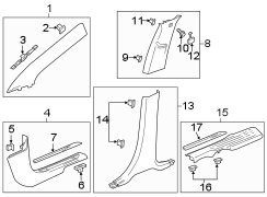 Door Pillar Post Trim Set (Upper, Lower)