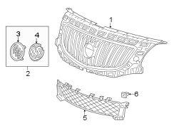 FRONT BUMPER & GRILLE. GRILLE & COMPONENTS.