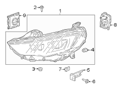 FRONT LAMPS. HEADLAMP COMPONENTS.