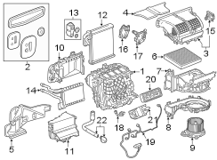 Air conditioner & heater. Evaporator & heater components.