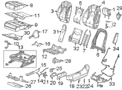 Seats & tracks. Driver seat components.