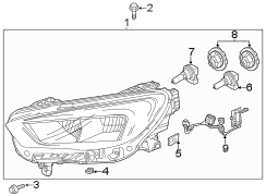 Front lamps. Headlamp components.