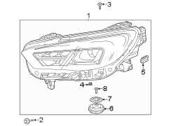 Front lamps. Headlamp components.