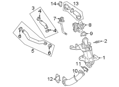 Engine Coolant Hose. Exhaust Gas Recirculation (EGR) Tube. Outlet hose. PIPE. Exhaust Gas.