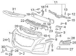 Front bumper. Wheels. Bumper & components.