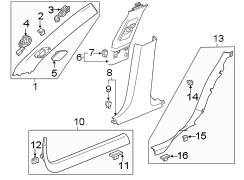 Door Pillar Post Trim Set (Upper)