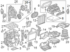 Air conditioner & heater. Evaporator & heater components.