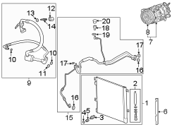 Air conditioner & heater. Compressor & lines. Condenser.