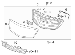 FRONT BUMPER & GRILLE. GRILLE & COMPONENTS.