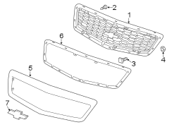 Hood & grille. Grille & components.