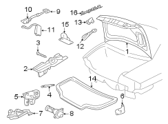 TRUNK LID. EXTERIOR TRIM. LID & COMPONENTS.