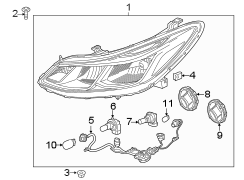 FRONT LAMPS. HEADLAMP COMPONENTS.