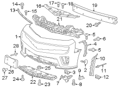 Front bumper & grille. Bumper & components.