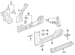 PILLARS. ROCKER & FLOOR. HINGE PILLAR. LOCK PILLAR.