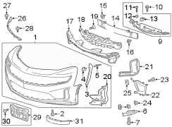 Front bumper & grille. Bumper & components.