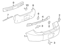 Rear bumper. Bumper & components.