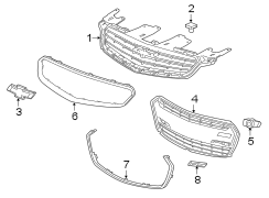 FRONT BUMPER & GRILLE. GRILLE & COMPONENTS.