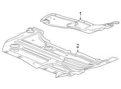 Radiator support. Under cover & splash shields.