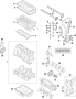 Diagram CAMSHAFT & TIMING. CRANKSHAFT & BEARINGS. CYLINDER HEAD & VALVES. LUBRICATION. PISTONS. RINGS & BEARINGS. for your 2014 Hyundai Santa Fe Limited