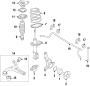 Diagram FRONT SUSPENSION. LOWER CONTROL ARM. STABILIZER BAR. SUSPENSION COMPONENTS. for your Hyundai