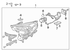 Front lamps. Headlamp components.