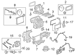 Air conditioner & heater. Evaporator & heater components.