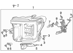 Front lamps. Headlamp components.