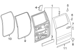 Rear door. Door & components.