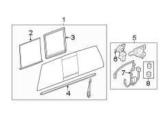 BACK GLASS. GLASS & HARDWARE.