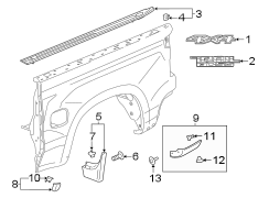 Pick up box. Wheels. Exterior trim.