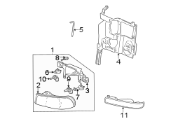 Front lamps. Headlamp components. Park & side marker lamps.