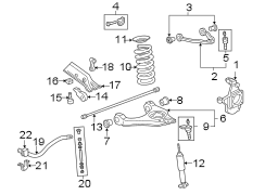 Front suspension. Stabilizer bar & components. Suspension components.