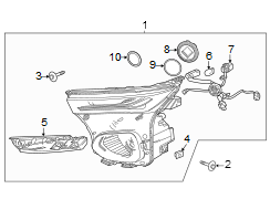 Front lamps. Headlamp components.