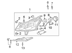 FRONT LAMPS. HEADLAMP COMPONENTS.