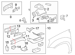 FENDER. STRUCTURAL COMPONENTS & RAILS.