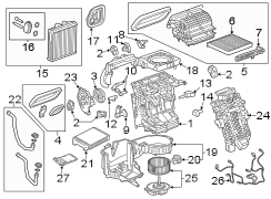 AIR CONDITIONER & HEATER. EVAPORATOR & HEATER COMPONENTS.