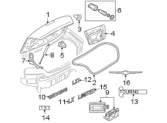 TRUNK LID. EXTERIOR TRIM. LID & COMPONENTS.