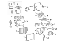 Air conditioner & heater. Evaporator & heater components.