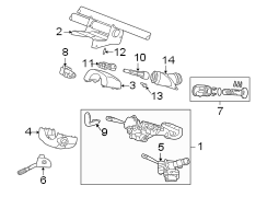 Shaft & internal components. Shroud. Steering column assembly. Switches & levers.