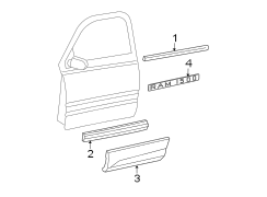 FRONT DOOR. EXTERIOR TRIM.