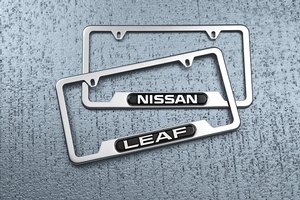 View License Plate Frame (SS Finish with Leaf Logo) Full-Sized Product Image