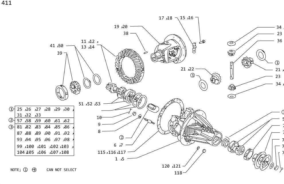 Diagram GEAR CARRIER for your 2001 Nissan Pathfinder LE 3.5L V6 AT 2WD 