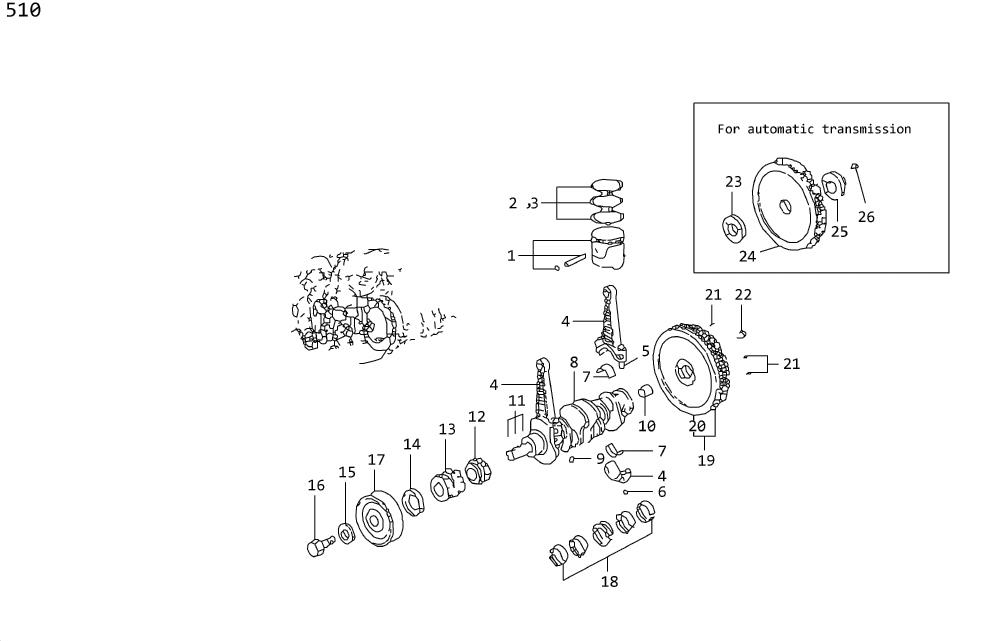 Diagram PISTON & CRANKSHAFT for your 2014 Nissan Versa Note   