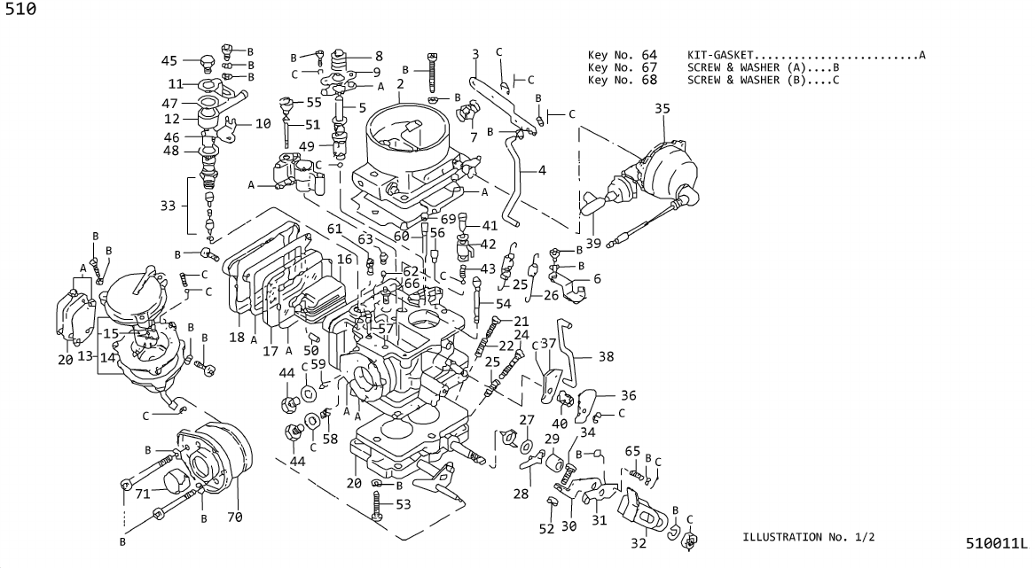 Diagram CARBURETOR(HITACHI)(AUTO) for your Datsun 510  