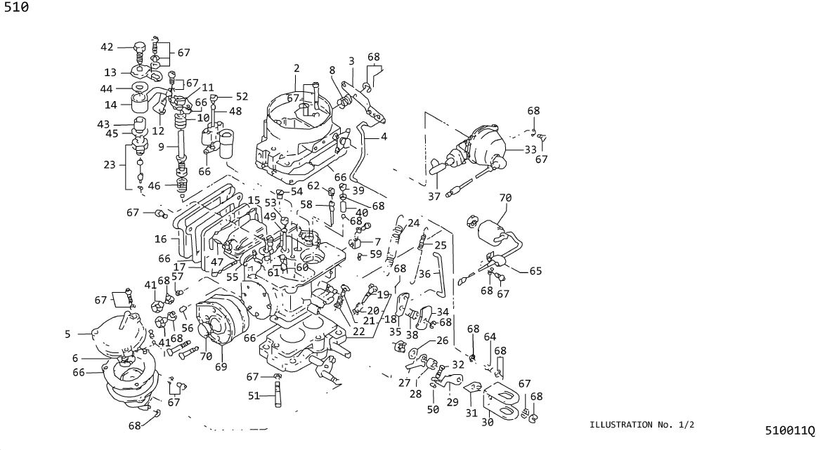 Diagram CARBURETOR(HITACHI)(MANUAL) for your Datsun 510  